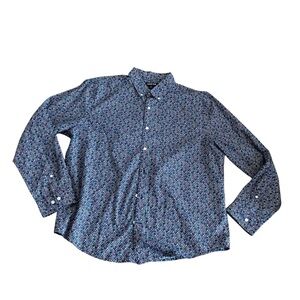 Lands' End Men's Multicolor Patterned Long Sleeve Shirt XL